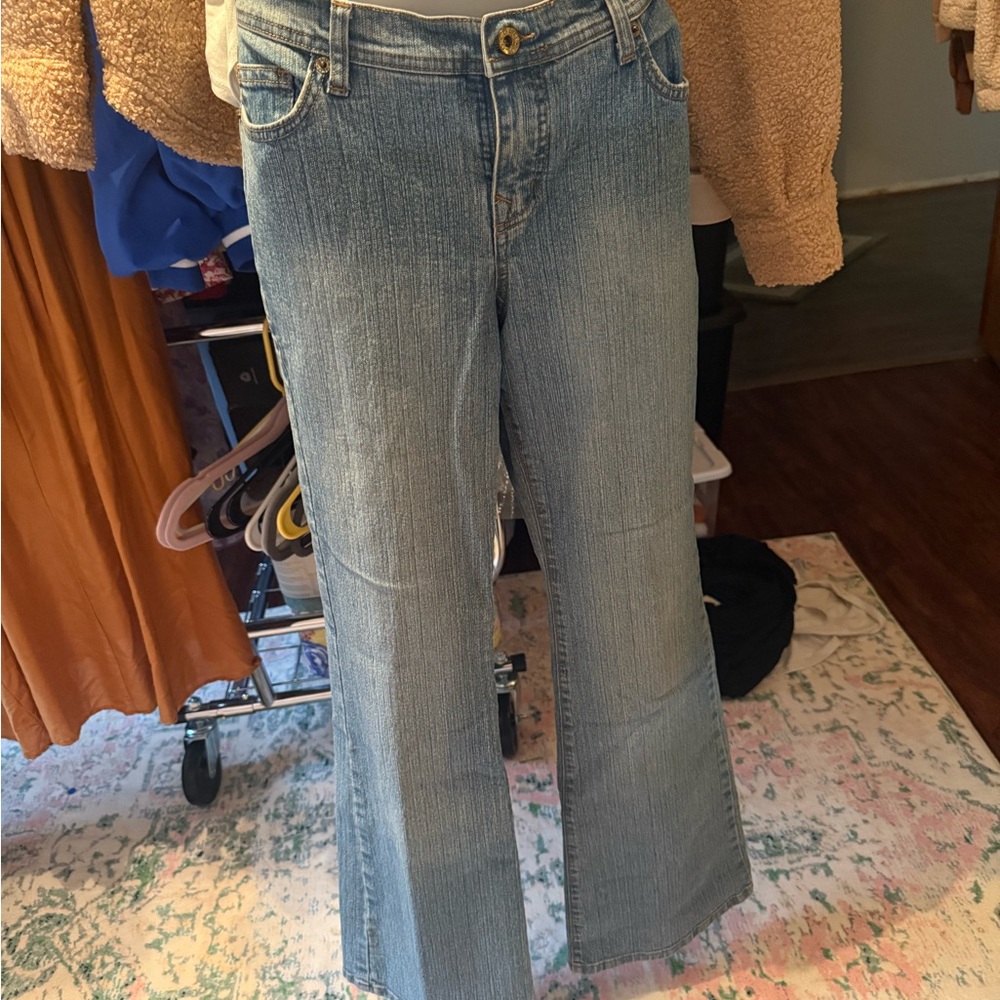Y2K GLO Jeans Blue Flare Wide Leg Denim